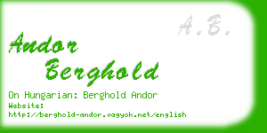 andor berghold business card